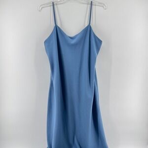 SPANX Women's‎ 1X Reversible Blue Crepe/Black Polyester Cami Slip Dress Midi